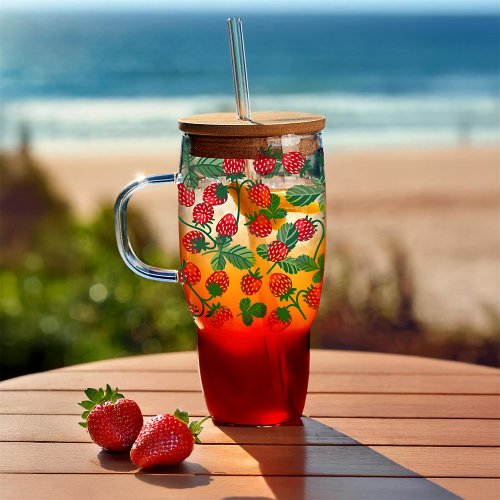 CMP KA0629 Sklenený hrnček so slamkou a viečkom - 650 ml, pomarančový