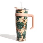 CMP KA0438 Termohrnček so slamkou a béžovým držadlom 1,2 l - tropický dizajn