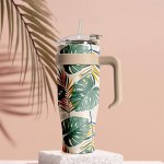 CMP KA0438 Termohrnček so slamkou a béžovým držadlom 1,2 l - tropický dizajn