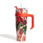 CMP KA0438 Termohrnček so slamkou a béžovým držadlom 1,2 l - tropický dizajn