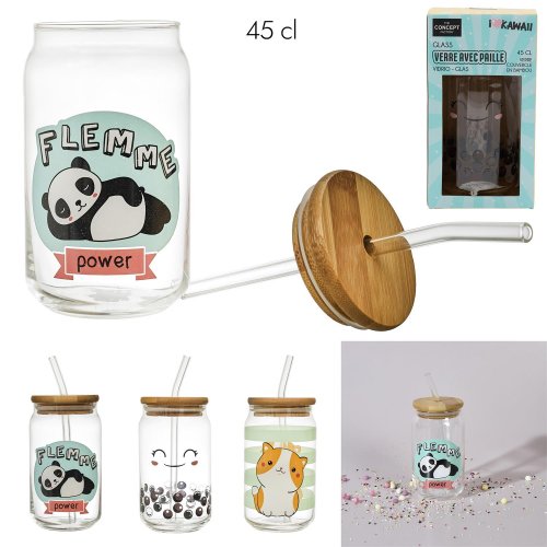 CMP KA0556 Pohár so slamkou, 450 ml, panda