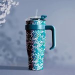 CMP KA0439 Termohrnček s uchom a slamkou 1,2 l, kvetinový dizajn s citrónmi