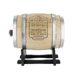 CMP KV7166 Drevený sud s kohútikom, so striebornými kovovými obručami, 5 l