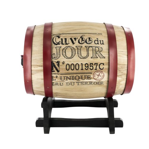 CMP KV7166 Drevený sud s kohútikom, so striebornými kovovými obručami, 5 l