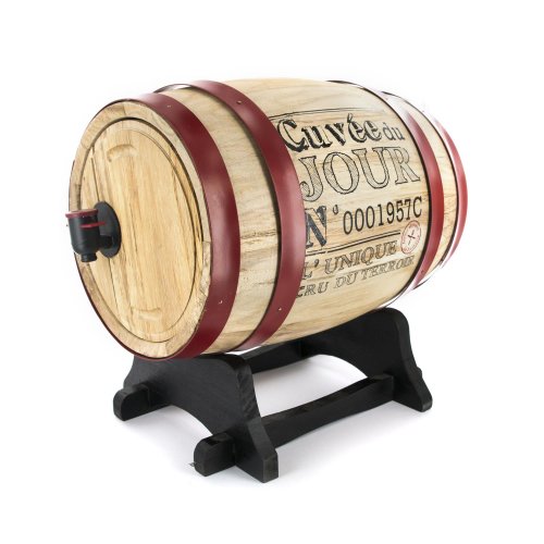 CMP KV7166 Drevený sud s kohútikom, so striebornými kovovými obručami, 5 l
