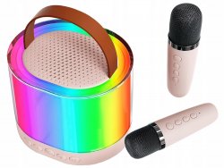Verk 27503 Karaoke Bluetooth reproduktor, 2x bezdrátový mikrofon, růžový