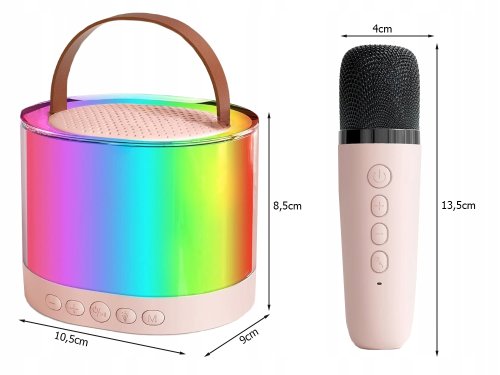 Verk 27503 Karaoke Bluetooth reproduktor, 2x bezdrátový mikrofon, růžový