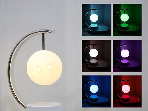 Verk 12368 Lampička s bluetooth reproduktorem, RGB osvětlením a bezdrátovým nabíjením, saturn