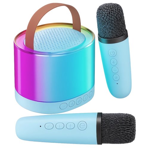 Verk 27503 Karaoke Bluetooth reproduktor, 2x bezdrátový mikrofon, modrý