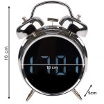 Izoxis 26337 Digitální LED hodiny ve stylu retro budíku, stříbrné