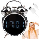 Izoxis 26337 Digitálne LED hodiny v štýle retro budíka, strieborné