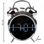 Izoxis 26337 Digitálne LED hodiny v štýle retro budíka, strieborné