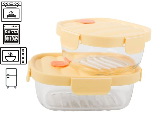 Verk 07394 Termotaška s dózami na jídlo, 1x 950 ml, 1x 650 ml, žlutá