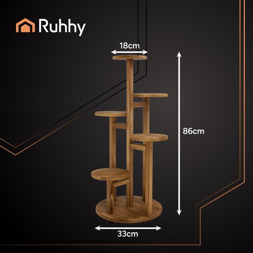 Ruhhy 26041 Stojan na květiny 86 x 33 x 18 cm, hnědý