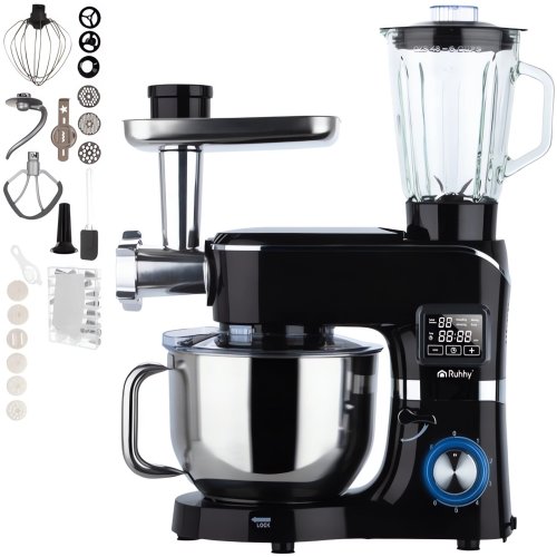 Ruhhy 25728 Kuchyňský robot 6,2 L, 2000 W, s funkcí ohřevu a mlýnkem na maso, černý