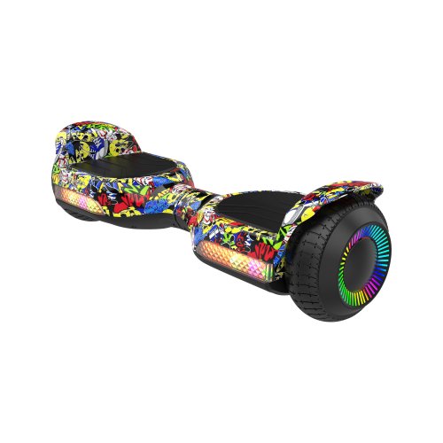 Rebel ZAB0013 Hoverboard LED RGB, 100 kg, 2 x 120 W, černý s graffiti
