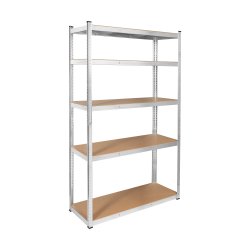 Rebel RB-1252 Kovový skladovací regál, 5 polic, 205 x 120 x 45 cm, 750 kg, stříbrná