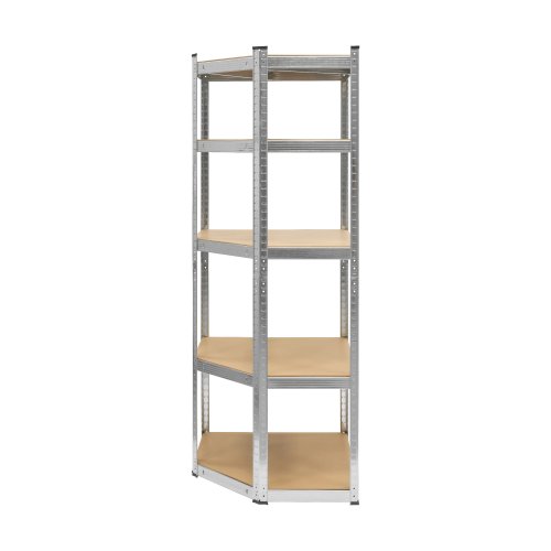 Rebel RB-1254 Kovový rohový skladovací regál, 5 polic, 180 x 40 x 70 cm, 875 kg, stříbrná