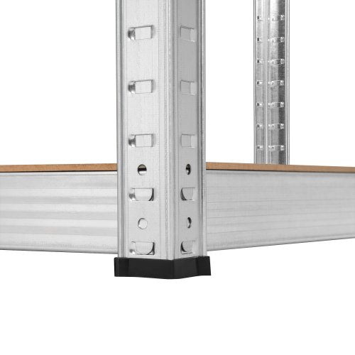 Rebel RB-1254 Kovový rohový skladovací regál, 5 polic, 180 x 40 x 70 cm, 875 kg, stříbrná