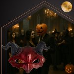 Ruhhy 26123 Ďábelská maska s rohy HALLOWEEN, červená