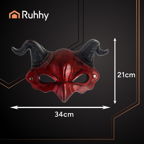 Ruhhy 26123 Ďábelská maska s rohy HALLOWEEN, červená