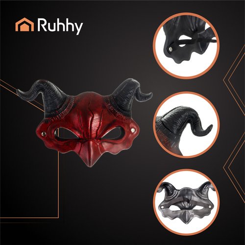Ruhhy 26123 Ďábelská maska s rohy HALLOWEEN, červená