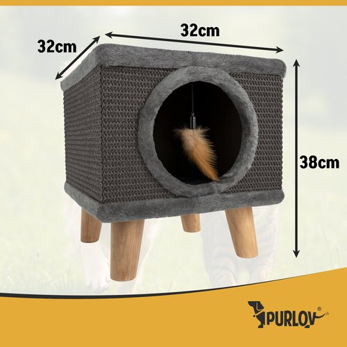 Purlov 26215 Kočičí domeček na nožkách se škrabadlem 