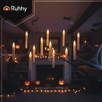 Ruhhy 26177 LED Plovoucí svíčky s kouzelnou hůlkou, 12 ks, Halloween