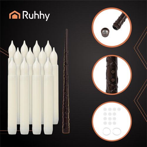 Ruhhy 26177 LED Plovoucí svíčky s kouzelnou hůlkou, 12 ks, Halloween