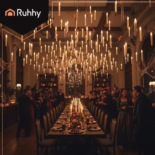 Ruhhy 26177 LED Plovoucí svíčky s kouzelnou hůlkou, 12 ks, Halloween