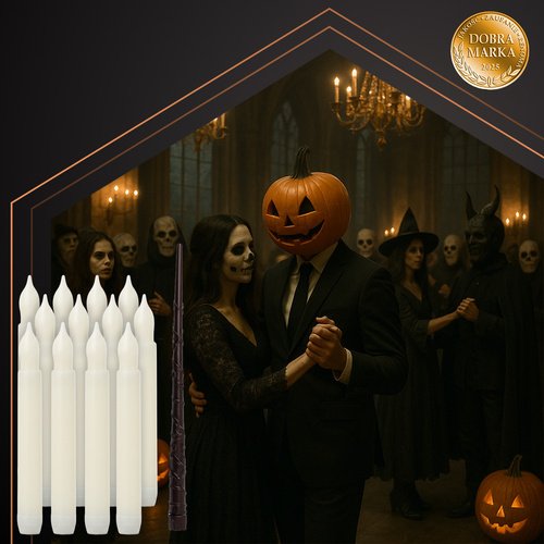 Ruhhy 26177 LED Plovoucí svíčky s kouzelnou hůlkou, 12 ks, Halloween