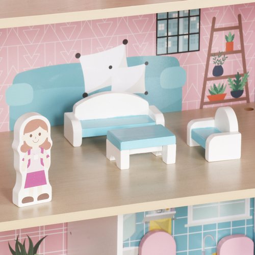 Kruzzel 26364 Domeček pro panenky XXL s LED osvětlením, dřevěný