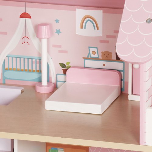 Kruzzel 26364 Domeček pro panenky XXL s LED osvětlením, dřevěný