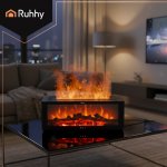 Ruhhy 26453 Dekoratívny zvlhčovač vzduchu RGB LED s efektom plameňa, čierny