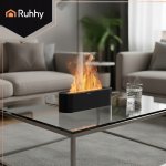 Ruhhy 26328 Dekorativní RGB LED zvlhčovač vzduchu s efektem plamene, 250 ml, černý