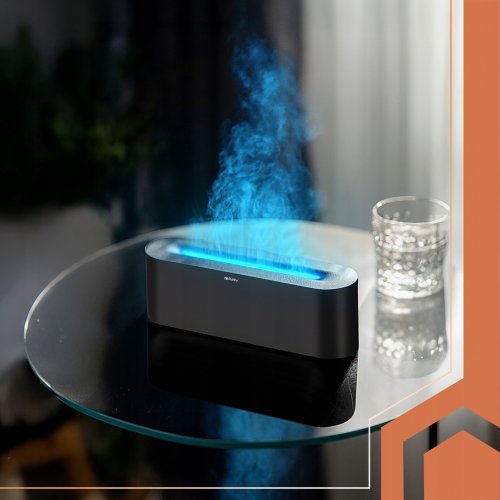Ruhhy 26328 Dekoratívny zvlhčovač vzduchu RGB LED s efektom plameňa, 250 ml, čierny