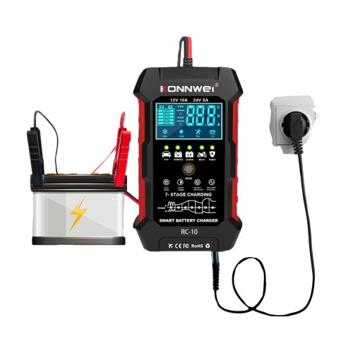 Konnwei RC-10 Nabíječka akumulátorů s automatikou 12 - 24 V, 5 A / 10 A