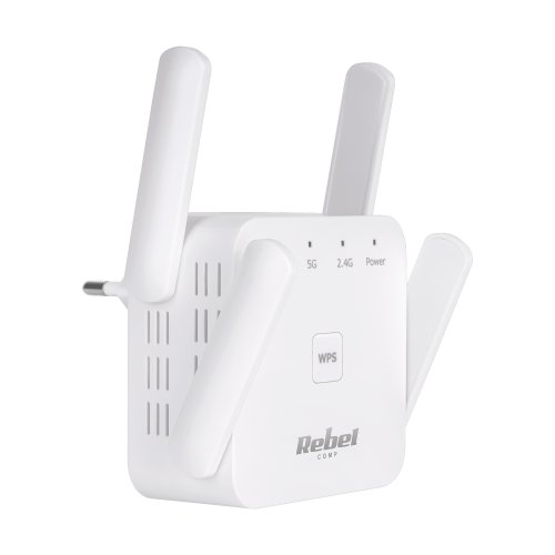 Rebel KOM1032 Zosilňovač signálu WiFi, 2,4+5 GHz, biely