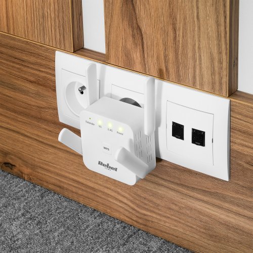 Rebel KOM1032 Zosilňovač signálu WiFi, 2,4+5 GHz, biely