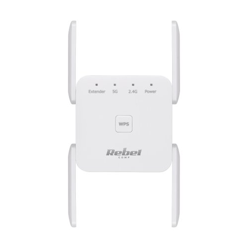 Rebel KOM1032 Zosilňovač signálu WiFi, 2,4+5 GHz, biely