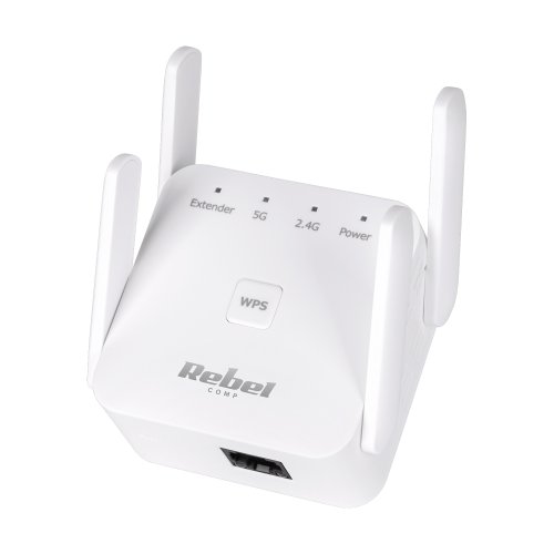 Rebel KOM1032 Zosilňovač signálu WiFi, 2,4+5 GHz, biely
