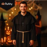 Ruhhy 26175 Karnevalový kostým mnícha XL/XXL, čierny