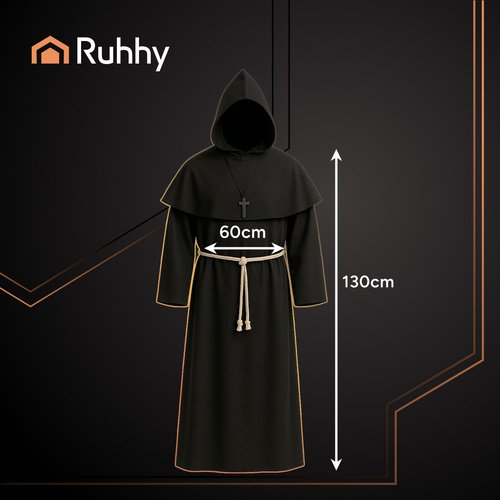 Ruhhy 26175 Karnevalový kostým mnícha XL/XXL, čierny
