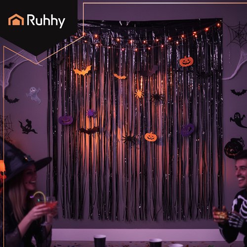 Ruhhy 26172 Dekorativní závěs, fotostěna, 200 x 100 cm, černý