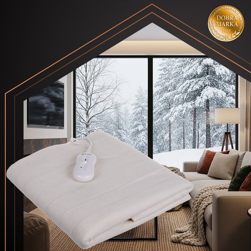 Ruhhy 26201 Elektrická vyhrievacia deka s reguláciou teploty 150 x 80 cm, biela