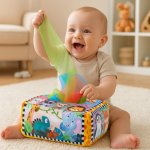 Kruzzel 26289 Senzorický box s barevnými kapesníky a zvířátky