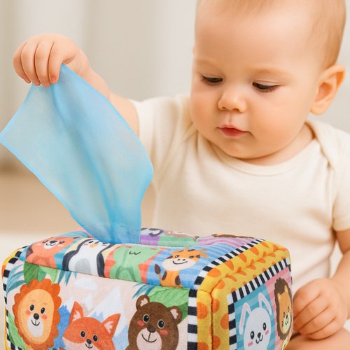 Kruzzel 26289 Senzorický box s barevnými kapesníky a zvířátky