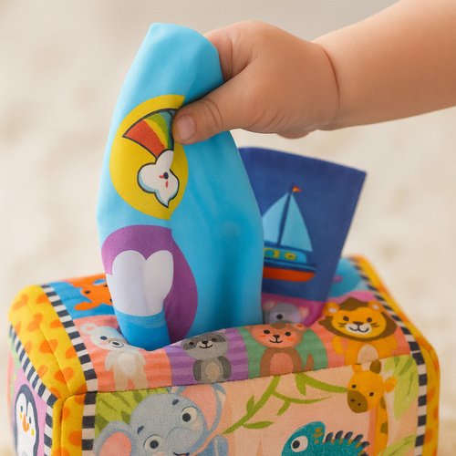Kruzzel 26289 Senzorický box s barevnými kapesníky a zvířátky