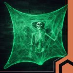 Ruhhy 26214 Svítící, fluorescenční pavučina s 20 pavouky, Halloween