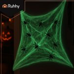 Ruhhy 26214 Svítící, fluorescenční pavučina s 20 pavouky, Halloween